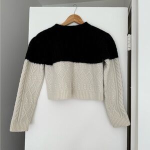 Club Monaco Black and Cream Cable Knit Sweater